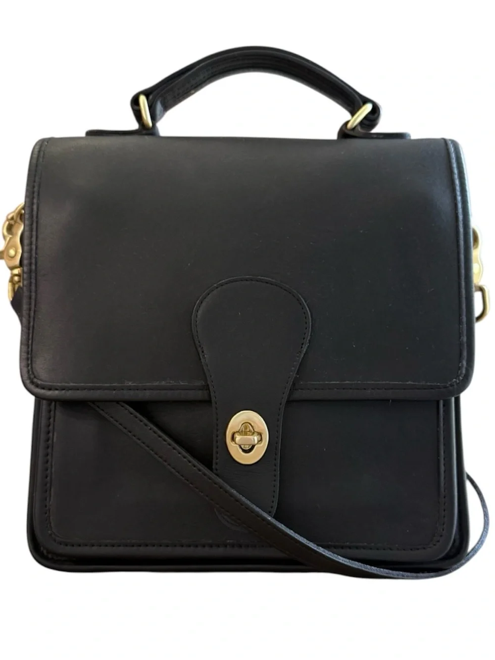 VINTAGE COACH BLACK LEATHER STATION BAG - PRISTINE MINT - AUTHENTIC